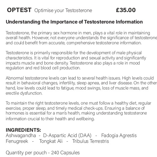 OPTEST Optimise your Testosterone
